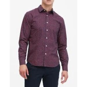 Banana Republic floral standard fit non iron button up blue pink preppy flower M